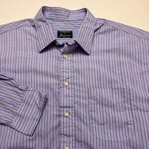 Gitman Bros Dress Shirt Mens 17.5 34‎ Blue Stripe Business Casual Preppy Wedding